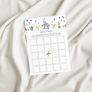 Peter Rabbit Baby Bingo Baby Shower Game Template | BEATRIX Collection