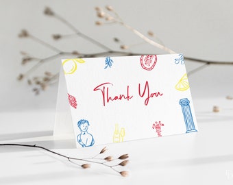 That's Amore Thank You Card Template for Whimsical Hand Drawn Illustration Italian Bridal Shower | DONATO Collection