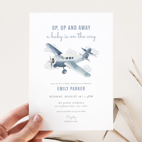 Airplane baby shower invitations etsy