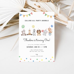 Party Animals Birthday Invitation Template for Colorful Calling All Party Animals Zoo Safari Birthday Invite | HAIDER Collection