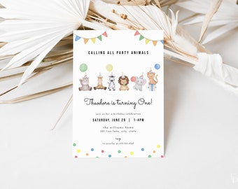 Party Animals Birthday Invitation Template for Colorful Calling All Party Animals Zoo Safari Birthday Invite | HAIDER Collection