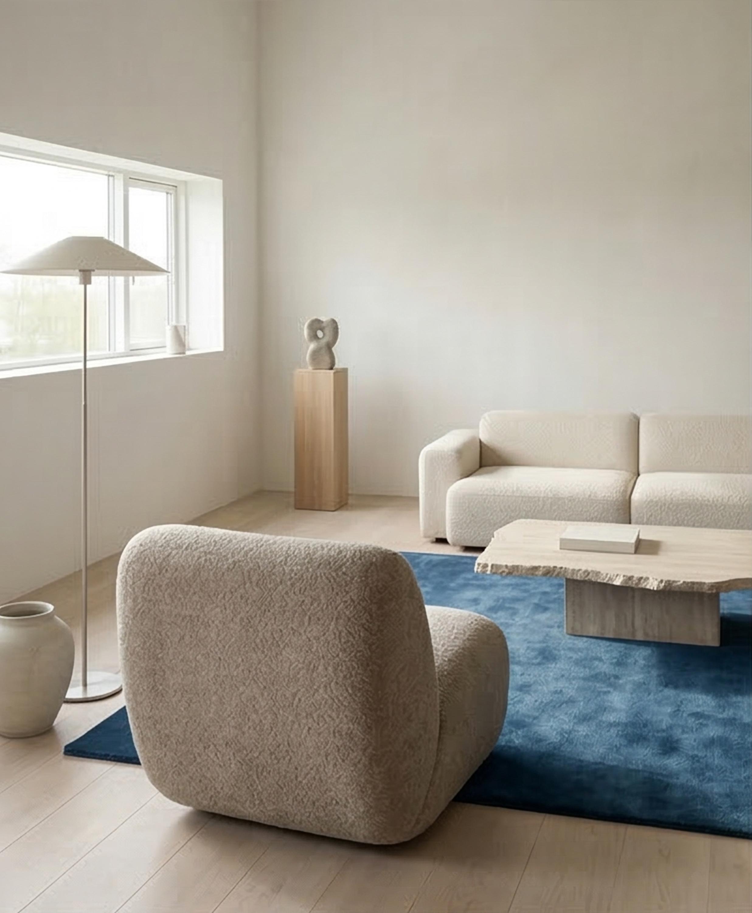 Hand Tufted Navy Blue Wool Area Rug | Minimalist Modern Quiet Luxury ...