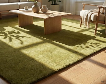 Premium Quality Grand Milano Green Hand Tufted Nordic Knots Authentic New Zealand Wool Rug