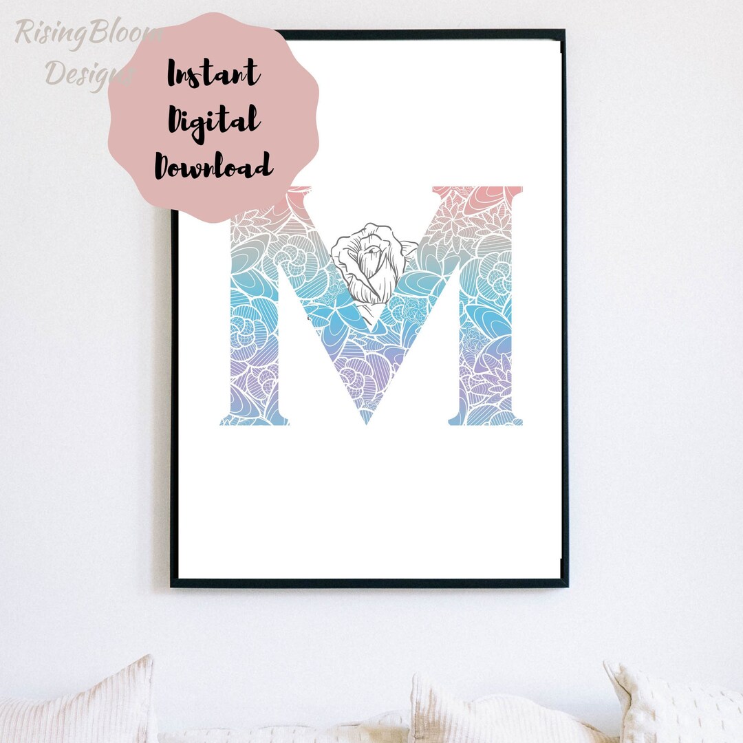 M Lettering Pastel Letter M Printable Pastel Rainbow Alphabet Nursery Wall - Etsy