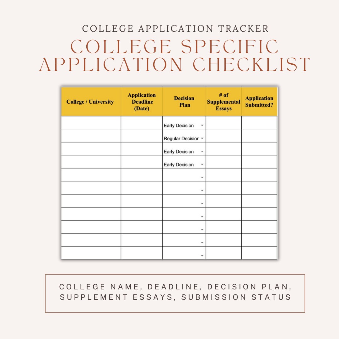 All-in-One College Application Tracking Spreadsheet to Ace College