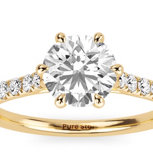 1 Carat Round Cut Lab Grown Diamond Ring, Round Cut Diamond Engagement Ring, 6-Prong Diamond Ring, Proposal Ring For Her