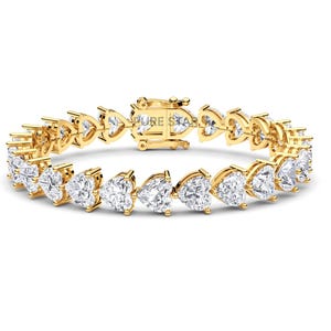 Tennis Bracelet/ Diamond Tennis Bracelet / 10k, 14k, 18k Gold Set Diamond Tennis Bracelet/ heart Diamond bracelet / Birthday Gift