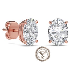 Oval Stud Earrings| 0.50 TO 4.00 TCW Oval Cut Diamond Studs earring |14K Solid Gold White,Yellow,Rose| IGI certified | Oval Shaped Lab Studs