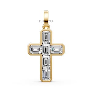 Tiny Diamond Cross Necklace 14k gold diamond cross necklace Lab Grown Diamond Cross Pendant Mini Cross White Diamond Necklace