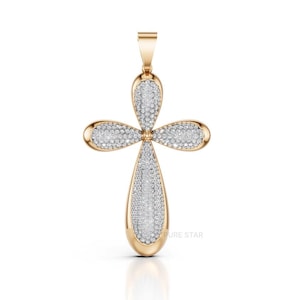 Lab Grown Diamond Cross Pendant, Round Cut Lab Created Diamond Pendant, Religious Pendant for Gift, Charm Pendant, Wedding Pendant