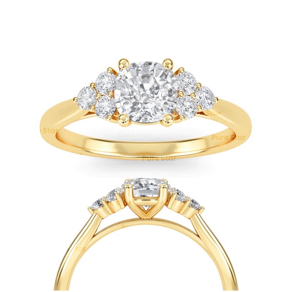 14k White Gold Cushion Center Diamond Complete Promise / Engagement Ring 14k White Gold Cushion Center Diamond Complete Promise / Engagement Ring