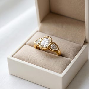 Ethical lab grown diamond engagement ring handcrafted in solid 14K gold.