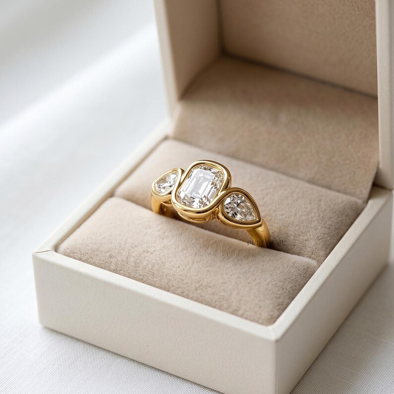 Ethical lab grown diamond engagement ring handcrafted in solid 14K gold.