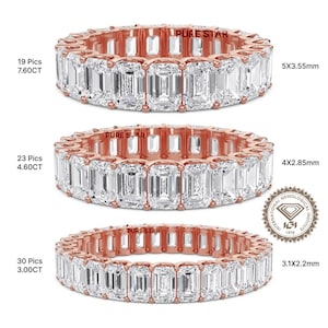 Emerald Cut Lab Grown Full Eternity Wedding Band - White Gold Diamond Ring