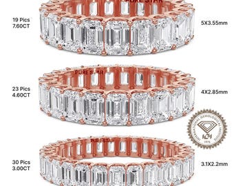Emerald Cut Lab Grown Full Eternity Wedding Band - White Gold Diamond Ring