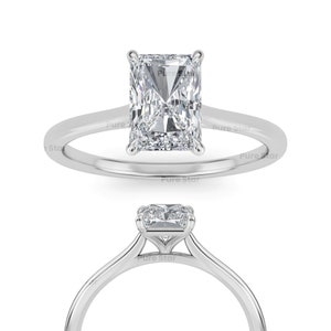 Radiant Cut Lab Grown Diamond Solitaire Ring - White Gold Engagement