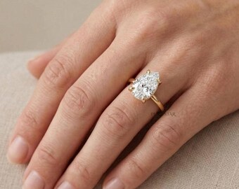 Zarter Verlobungsring mit birnenförmigem Labordiamanten (3,00 ct), Solitärring aus Gold, IGI-zertifizierter Diamantring