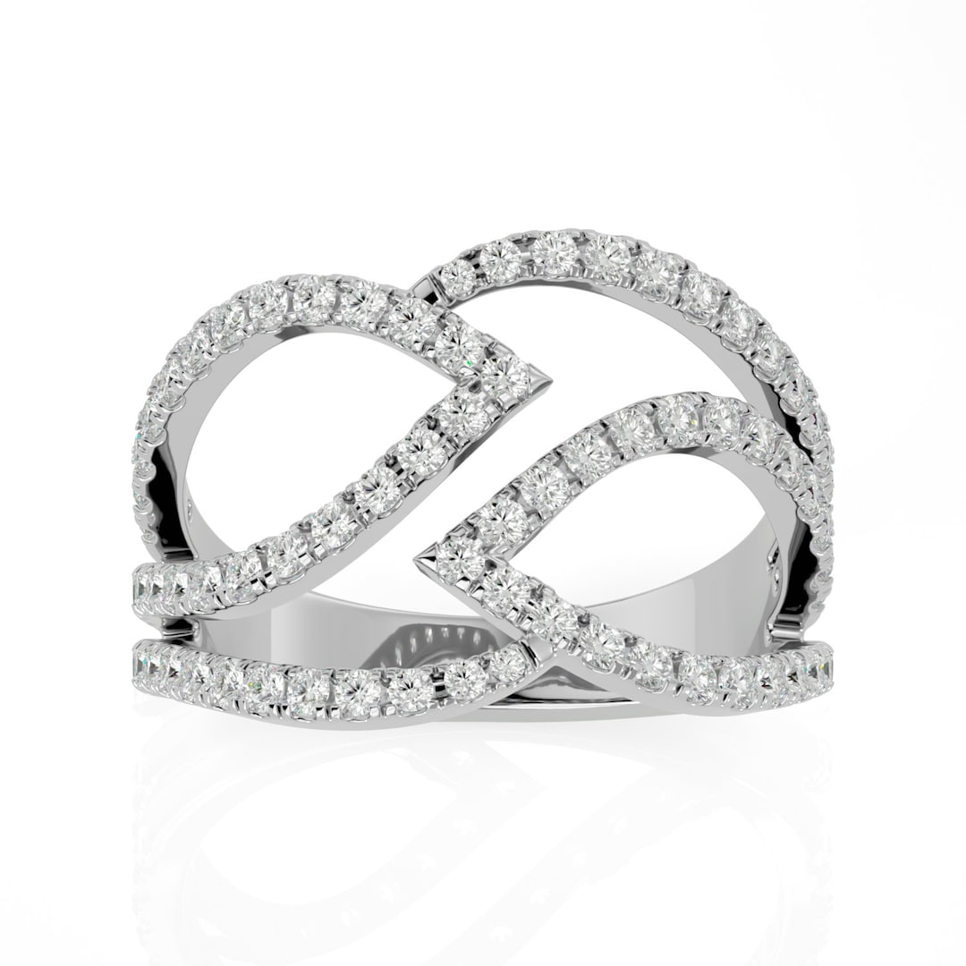 925 Sterling Silver Swirl Ring Swarovski Diamond Minimalist Promise