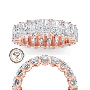 Radiant Cut Lab Grown Eternity Band, Rose Gold Lab grown Engagement Ring For Women Lab Grown Wedding Eternity Band, Radiant Ring