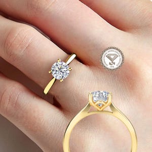 Lab Created Diamond Engagement Ring , Lab Grown Diamond Ring , Round Diamond , Certified Lab Diamond Ring , Solitaire Ring , Classic Ring