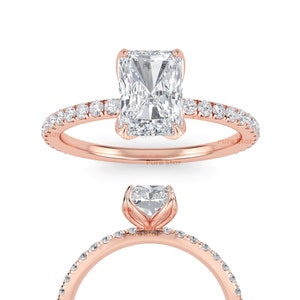 2 Carat DE color VVSVS Clarity IGI certified, Elongated Radiant Cut, Lab Grown Halo Diamond Engagement Ring, 14k White Gold Lab Diamond Ring