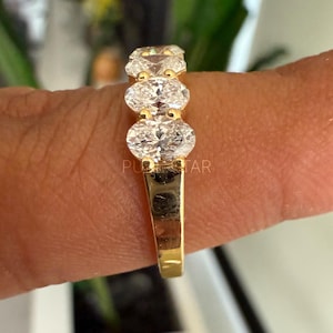 Lab Grown Diamond Band Classic Oval Cut Diamond Half Eternity Ring Lab Grown Diamond Engagement Ring For Her Wedding Ring Anniversary Gifts