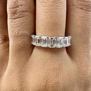 Lab Grown Emerald Cut Diamond Eternity Band: D/E VVS-VS, 10K-22K Gold