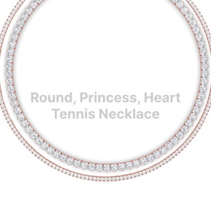 Lab Grown Diamond Tennis Necklace in Gold Round, Princess, and Heart Styles Shop Elegant Diamond Tennis Necklaces