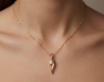14K Gold Lab Grown Diamond Solitaire Pendant Necklace - IGI Certified