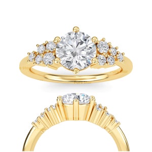 Round Brilliant Cut Lab Grown Diamond Solitaire Engagement Ring, IGI Certified, 14k Yellow Gold Ring with Solitaire Accent, Ring For Her