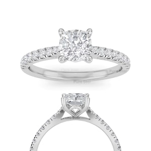 Lab Grown Diamond Ring, 2 CT Cushion Cut Lab Diamond Engagement Ring, Cushion Cut Lab Created Diamond Ring IGI Certified, Lab Diamond