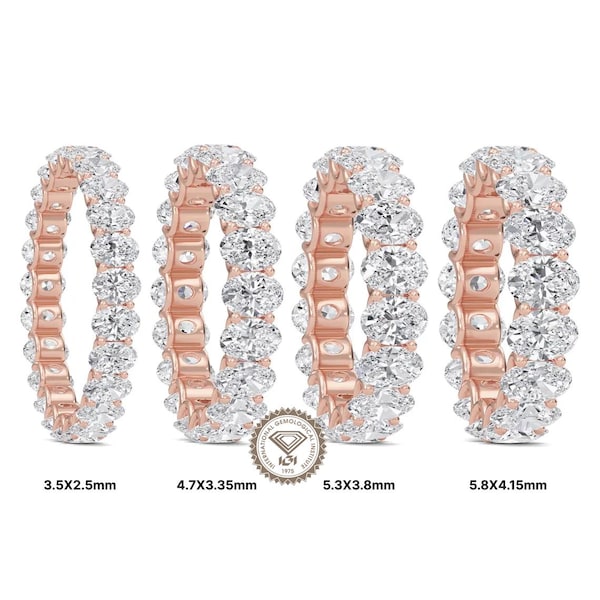 Oval Lab Grown Diamond Eternity Band, Full Eternity Wedding Ring, Gold Oval Diamond Band