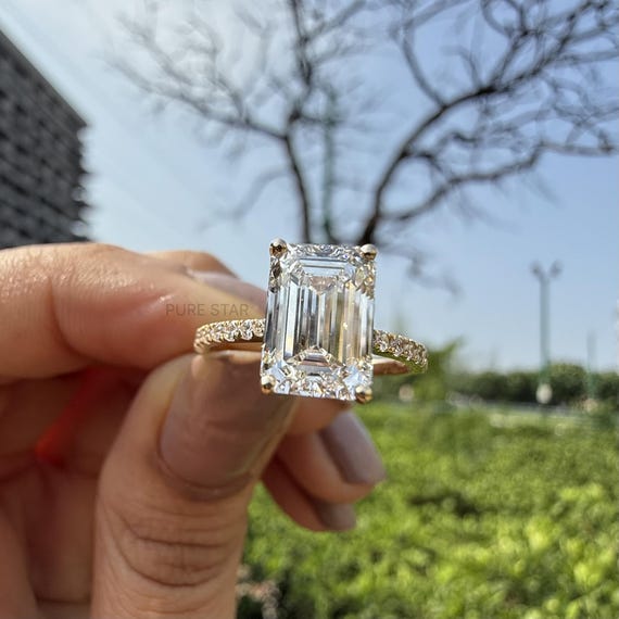 Emerald Cut Love Story Diamond Ring Emerald Cut Double Prong