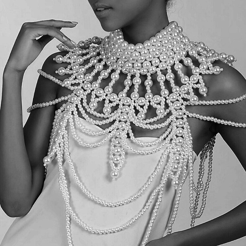 Sexy Body Chain Vintage Pearl Body Chain Pearl Shawl Necklace Etsy