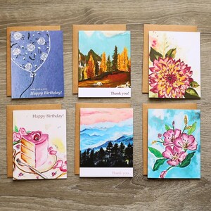 Unieke bundel van 6 wenskaarten met enveloppen (6-pack, A2-formaat) wenskaartset, briefpapierset, verjaardagskaart, bedankkaart