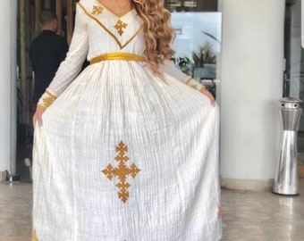 Glamorous Ethiopian Traditional Dress, Habesha kemis, Eritrean Zuria, Wedding Habesha dress, Kaba, inbox Measurements, delivery in 2-4 weeks