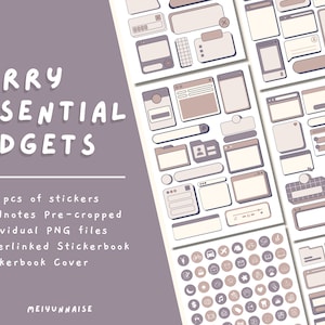 May include: A set of 150 Goodnotes pre-cropped stickers featuring various web browser and app icons in a light brown and gray color scheme. The stickers are designed for use in digital planners and notebooks.