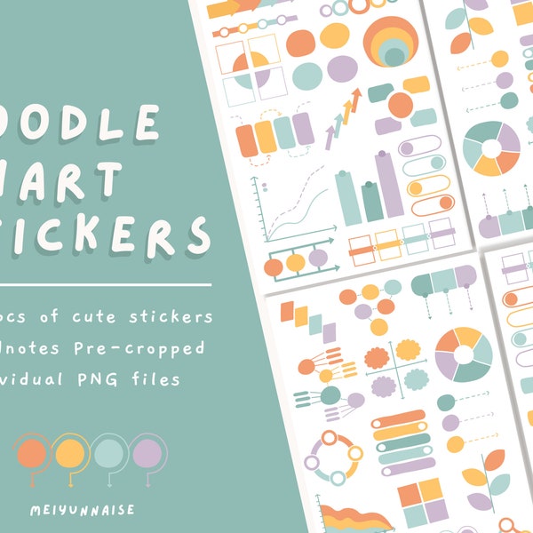 Cute Doodle Chart, Cute Digital Stickers for Goodnotes,  Modern Stickers, Daily Planning, Kawaii Stickers, Everyday Use, School Cliparts
