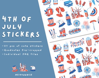 4th of July Stickers | Independence Day Sticker, July 4th, Modern Stickers, Themed Stickers, Colorful Stickers, Event Stickers, Goodnotes