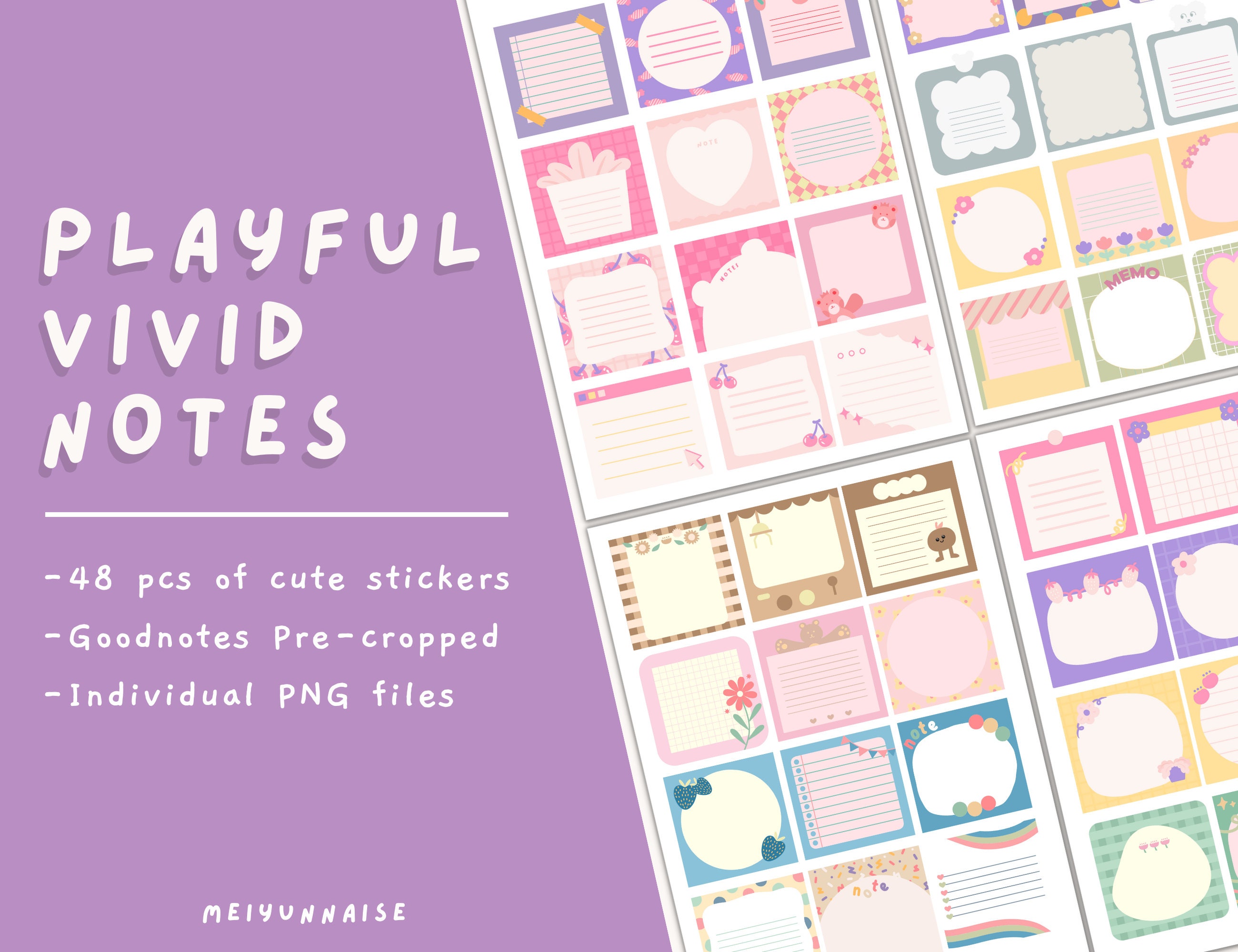 Notes Interactive Stickers Playful Vivid Notes Stickers, Cute Digital Stickers, Colorful Notes ...
