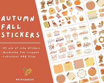 Autumn Goodnotes Digital Stickers, Fall Stickers, Autumn Season Stickers, Pre-cropped Cliparts, Digital Planner Stickers, Goodnotes Planner