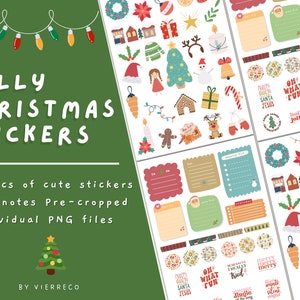Jolly Christmas Digital Stickers, Holiday Stickers, Christmas Cliparts for Goodnotes Planner, Cute Christmas Stickers, December Stickers