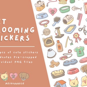 Pet Stickers, Pet lovers stickers, Cute Colorful Cliparts for Goodnotes, Cat and Dog Stickers, Digital Planner  Stickers Set, Precropped PNG
