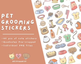 Pet Stickers, Pet lovers stickers, Cute Colorful Cliparts for Goodnotes, Cat and Dog Stickers, Digital Planner  Stickers Set, Precropped PNG