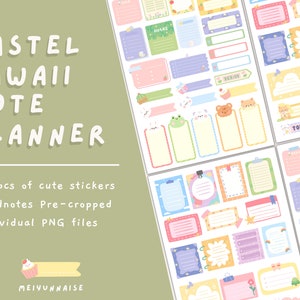 Pode incluir: Um conjunto de 43 adesivos digitais para planejadores em tons pastel com ilustrações fofas. Os adesivos são pré-cortados para Goodnotes e estão disponíveis como arquivos PNG individuais. Os adesivos apresentam uma variedade de designs, incluindo animais, flores, estrelas e nuvens.