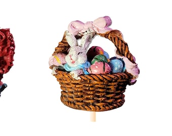 Spring Tops (3) for the Crazy Chef Interchangeable Holiday Paper Towel Holder - Valentines Heart, Easter Basket and July 4th Flag