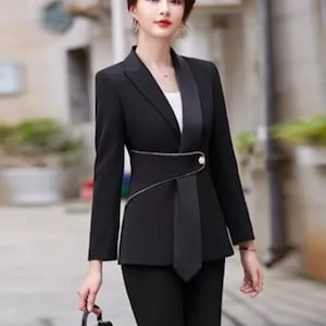 Black Dressy Pant Suits 3 Piece, Evening Pant Suit Woman With Crystal  Corset, Jacket and Pants. Women Formal Wear is Black Suit. -  Finland