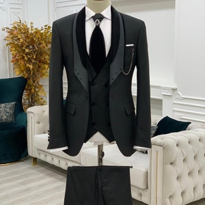 formal coat pant for man , date night suit menBlack Men's 2 Piece Suits Set Wedding Formal Slim Fit Tuxedo Groomsmen Business Blazer Suits