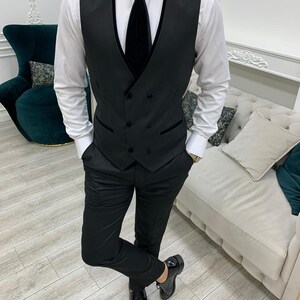 vest coat men , tuxedo suit menBlack Men's 2 Piece Suits Set Wedding Formal Slim Fit Tuxedo Groomsmen Business Blazer Suits