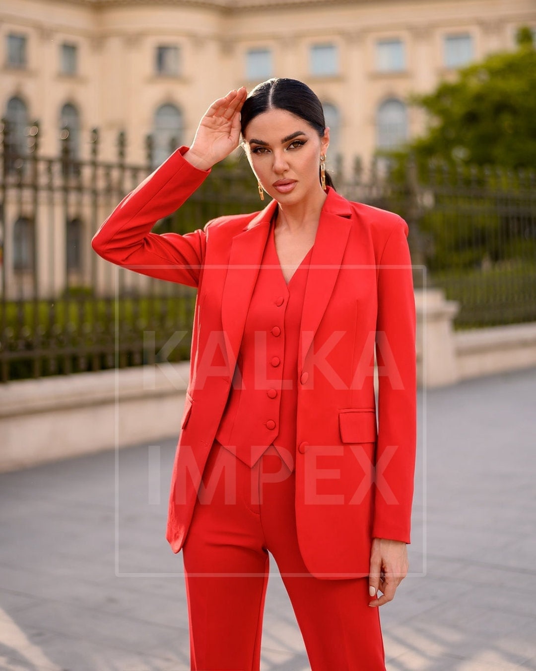 Red Women Tuxedo 3 Piece Suit Set Pant Suits for Women Bridesmaid Women  Prom Suit Women Tuxedo Womens Clothing -  Canada